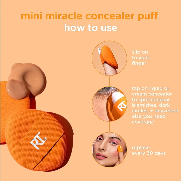 Набір спонжів для макіяжу, 6 шт. - Real Techniques Mini Miracle Concealer Puff — фото N9