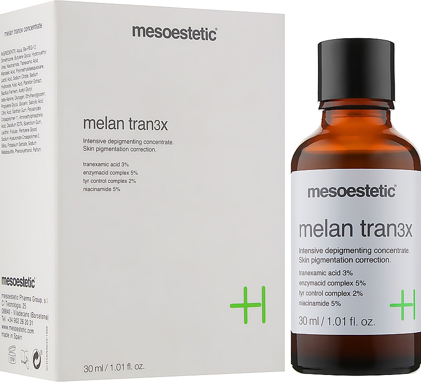 Депігментувальна сироватка - Mesoestetic Melan Tran3x Intensive Depigmenting Concentrate Serum — фото N2