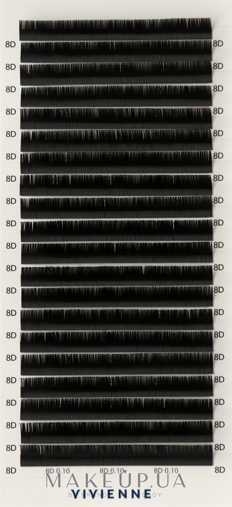 Накладные ресницы "Elite", черные, 20 линий (0,1, D, 8) - Vivienne — фото 1уп