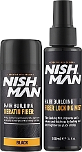 Набір для нарощування волосся кератиновим волокном - Nishman Hair Building Keratin Fiber (powder/21g + mist/100ml) — фото N2