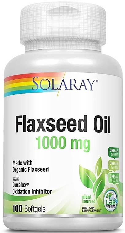 Пищевая добавка "Льняное масло" 1000 мг - Solaray Flaxseed Oil — фото N1