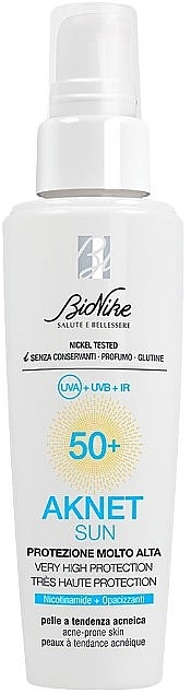 Сонцезахисний крем для проблемної шкіри Spf 50+ - BioNike Aknet Sun Spf 50+ Very High Protection — фото N1