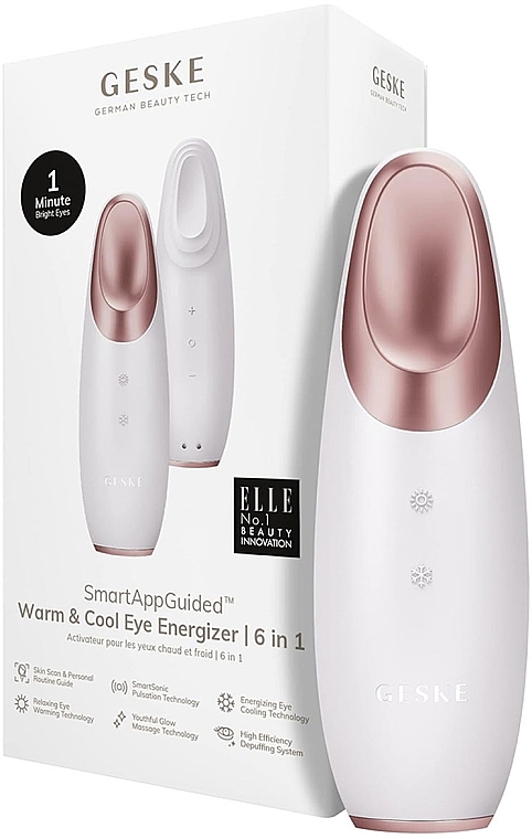 Массажер-стимулятор для зоны вокруг глаз - Geske Warm & Cool Eye Energizer 6 In 1 White Rose Gold — фото N2