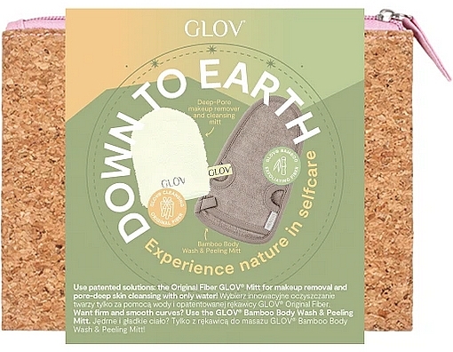 Набор - Glov Down to Earth Set (makeup/remover/1szt + peeling/mitt/1szt + bag/1szt) — фото N1