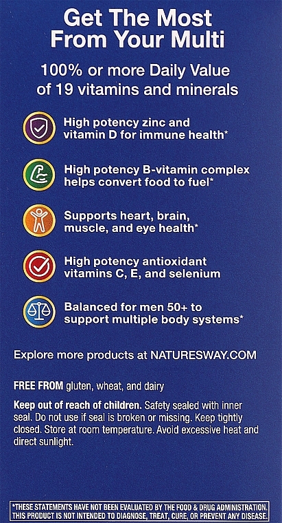 Харчова добавка "Мультивітамін для чоловіків 50+" - Nature's Way Men's 50+ Complete Multivitamin — фото N3