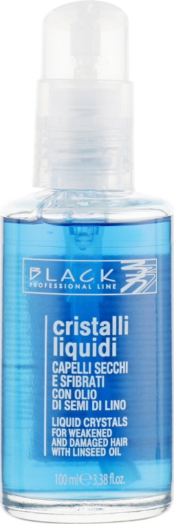 Рідкі кристали з екстрактом насіння льону для тонкого та м'якого волосся блакитні з дозатором - Black Professional Line Liquid Crystal — фото N3