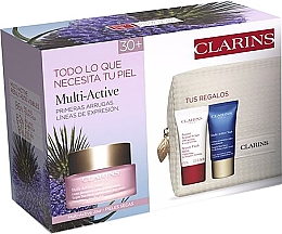 Духи, Парфюмерия, косметика Набор - Clarins Multi-Active (day/cream/50ml + night/cream/15ml + balm/15ml + pouch)