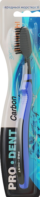 Зубна щітка "Carbon", середньої жорсткості, чорно-синя - Pro Dent — фото N1