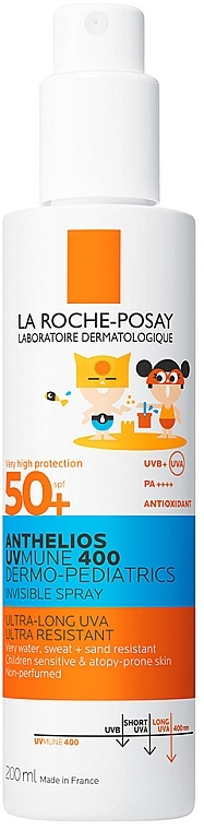 Сонцезахисний легкий спрей для чутливої та схильної до подразнень шкіри дітей, захист від UVB та дуже довгих UVA променів, SPF50+ - La Roche-Posay Anthelios UV Mune 400 Spray — фото N1
