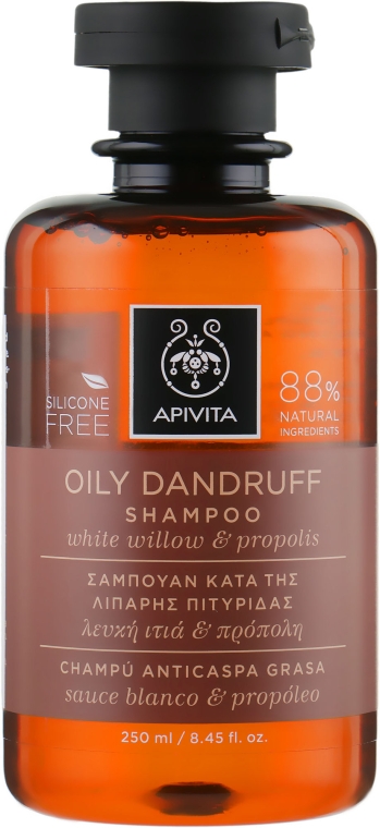 Шампунь з білою вербою і прополісом для жирного волосся від лупи - Apivita Shampoo For Oily Dandruff With White Willow Propolis — фото N1