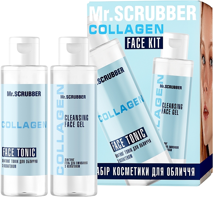 ПОДАРУНОК! Набір косметики для обличчя - Mr.Scrubber Collagen Face Kit (tonic/30ml + gel/30ml) — фото N1