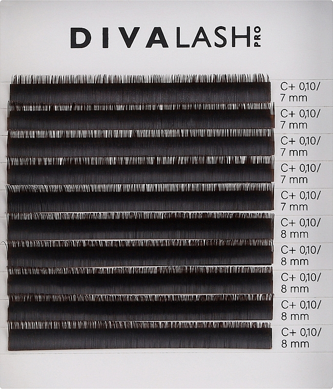 Ресницы для наращивания C+ 0.10 (7-8 мм), 10 линий, coffee - Divalashpro — фото N1