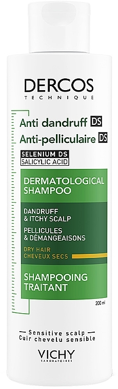 Шампунь против перхоти интенсивного действия для сухих волос - Vichy Dercos Anti-Dandruff Treatment Shampoo — фото N1