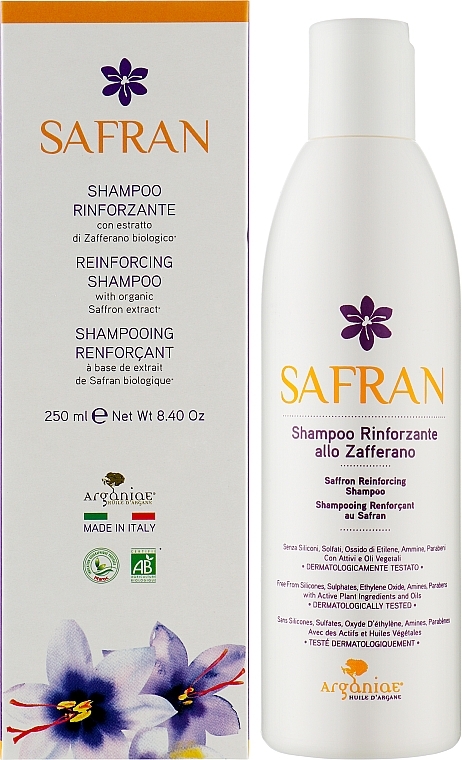 Зміцнювальнийзахисний шампунь з шафраном для росту волосся - Arganiae Safran Reinforcing Shampoo — фото N2