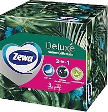 Салфетки косметические с ароматом, трехслойные, зеленые листья, 60шт - Zewa Deluxe Box Aroma Collection — фото N1