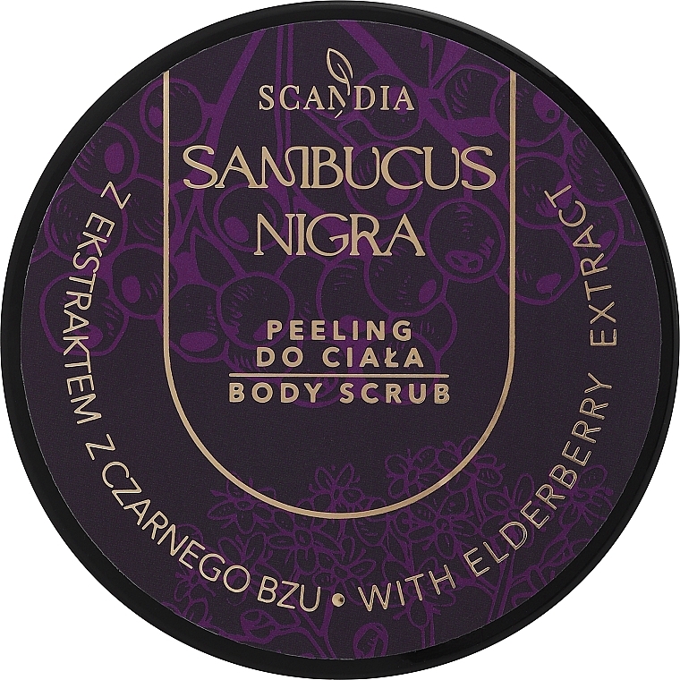 Цукрово-сольовий пілінг з екстрактом квіток і плодів бузини - Scandia Sunbucus Nigra Body Scrub — фото N1