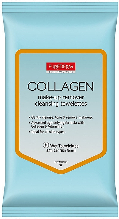 Серветки для зняття макіяжу з колагеном - Purederm Collagen Make-Up Remover Cleansig Towelettes — фото N1