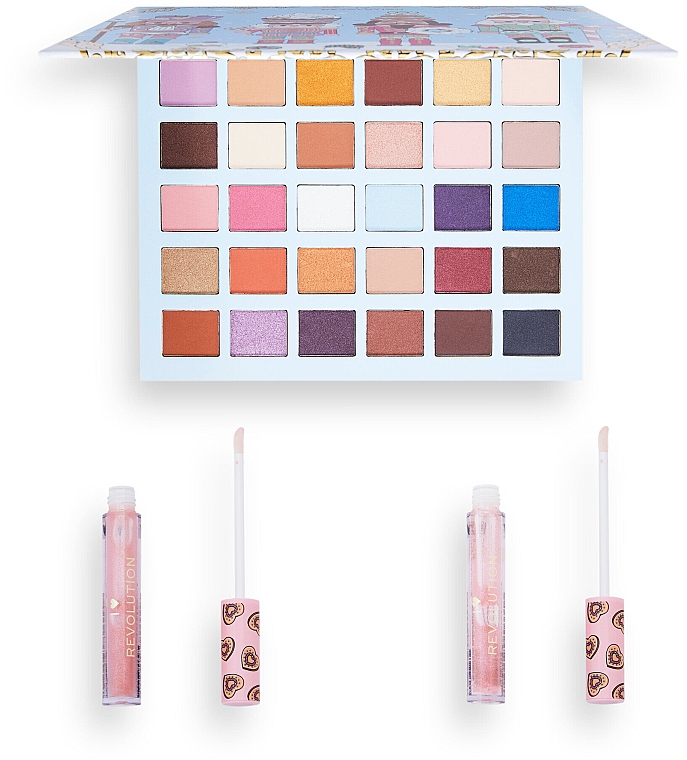 Набір - I Heart Revolution Christmas Nutcracker Makeup Gift Set (shadow palette/30x0.9g + lip gloss/2x2.5ml) — фото N3