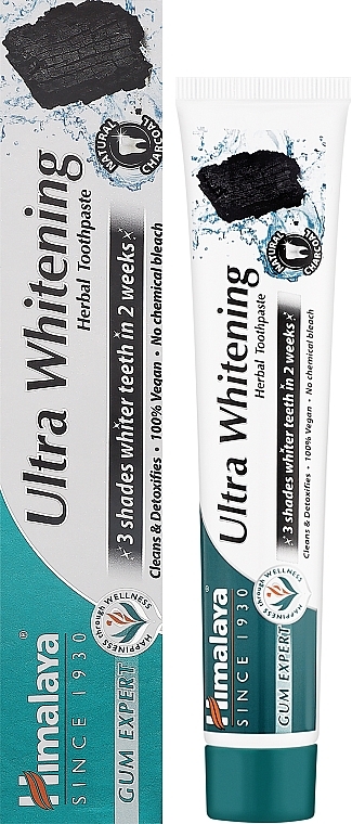 Чорна відбілювальна паста з активованим вугіллям - Himalaya Herbals Ultra Whitening Herbal Toothpaste — фото N2