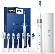 Парфумерія, косметика Электрическая зубная щетка, белая - Fairywill P80 White Electric Toothbrush With 8 Bursh Heads & Travel Case