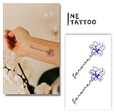 Тимчасове тату "Лілові квіти з написом" - Ne Tattoo — фото N1