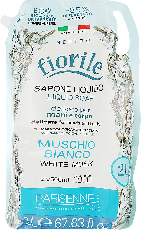 Рідке мило "Білий мускус" - Parisienne Italia Fiorile White Musk Liquid Soap (дой-пак) — фото N1