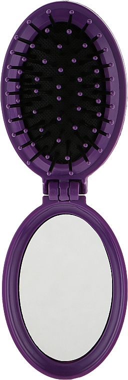 Массажная складывающаяся щетка для волос с зеркалом "Girl", фиолетовая - Titania