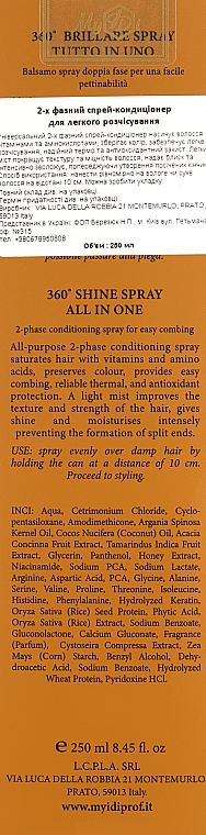 Двофазний спрей-кондиціонер для легкого розчісування - MyIDi 360˚ Shine All In One 2-Phase Spray — фото N3