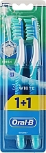 Набор зубных щеток, 40 средней жесткости, бирюзовые - Oral-B 3D White Fresh 40 Medium 1+1 — фото N1