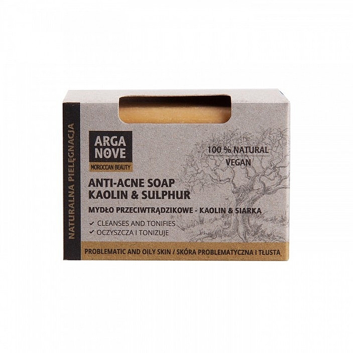 Натуральное мыло с каолином и серой - Arganove Kaolin & Sulphur Anti-Acne Soap — фото N1
