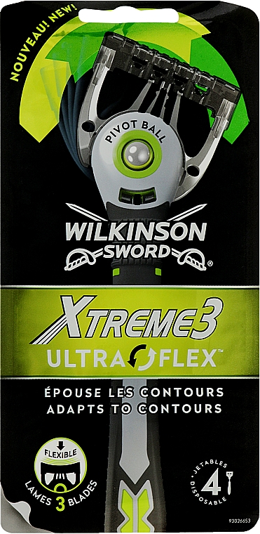 Одноразовые станки для бритья, 4 шт - Wilkinson Sword Xtreme 3 Ultra Flex — фото N1