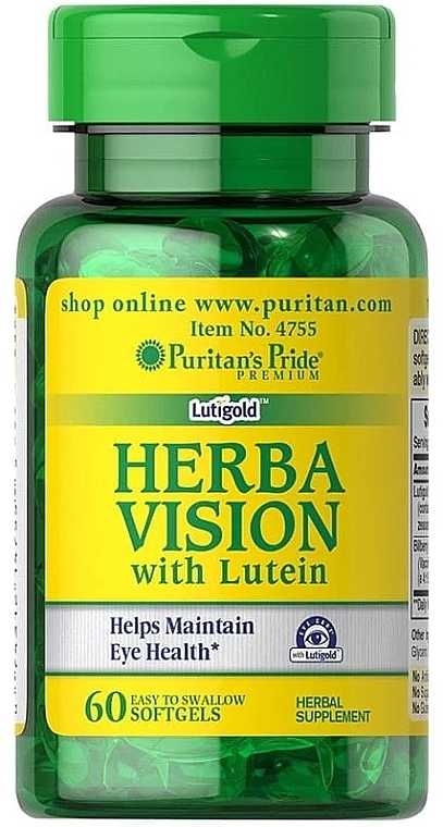 Пищевая добавка "Лютеин и черника для зрения" - Puritan's Pride Herbavision With Lutein — фото N1