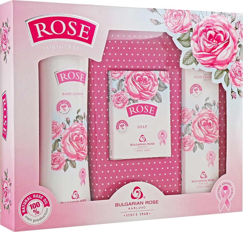 Подарочный набор для женщин "Rose" - Bulgarian Rose (b/lot 200ml + soap/100g + h/cr/50ml) — фото N1
