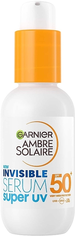 Сонцезахисна невагома сироватка-флюїд з високим ступенем захисту - Garnier Ambre Solaire Invisible Serum Super UV SPF 50+ * — фото N1