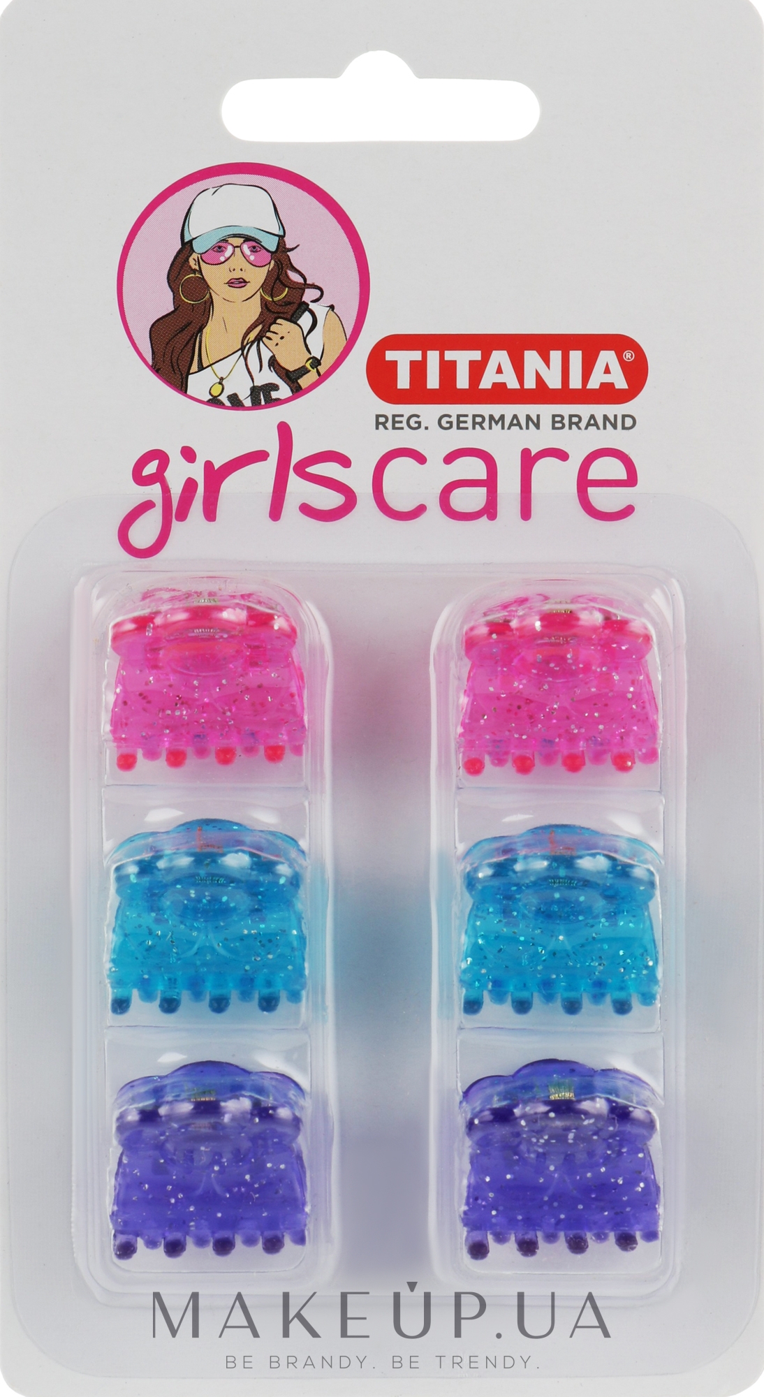 Зажим для волос пластмассовый зубчатый, маленький, 6 шт, 2 см, разноцветный - Titania — фото 6шт