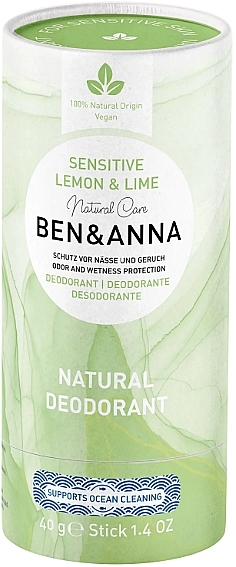 Натуральный дезодорант без соды - Ben & Anna Deo Stick Sensitive Lemon & Lime — фото N1