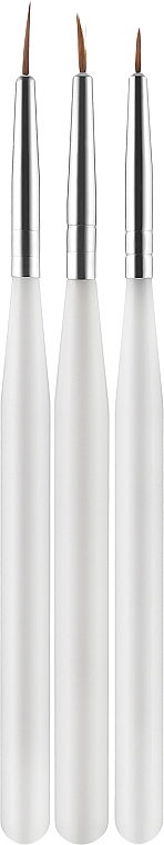 Набір пензликів для дизайну нігтів CS34W, біла ручка, 3 шт. - Cosmo Shop — фото N1