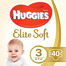 Підгузки "Elite Soft" 3 (5-9 кг, 40 шт.) - Huggies — фото N1