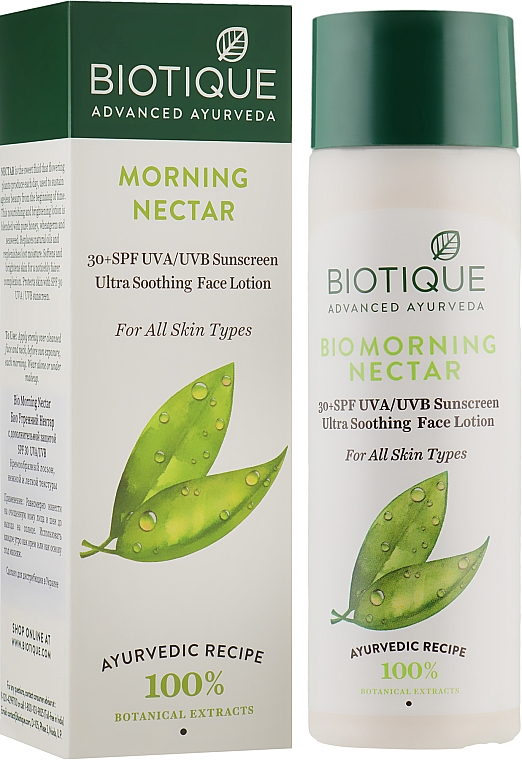 Сонцезахисний відбілюючий і живильний лосьйон - Biotique Bio Morning Nectar Lightening & Nourishing Lotion Spf 30 — фото N1
