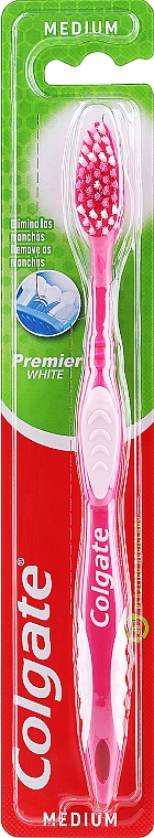Зубна щітка «Прем'єр» середньої жорсткості №1, рожева 2 - Colgate Premier Medium Toothbrush — фото N1