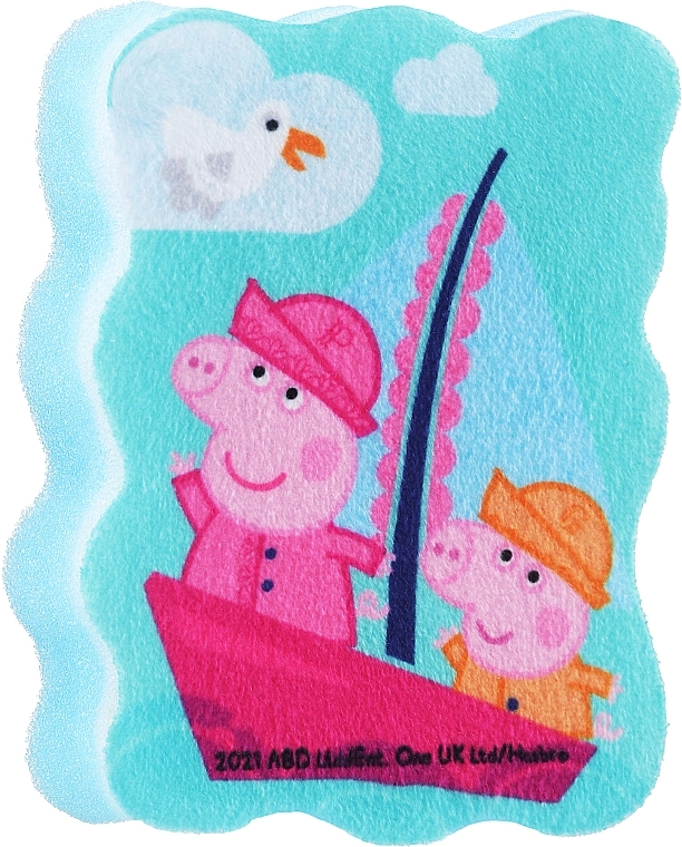 Мочалка банная детская "Свинка Пеппа", морская прогулка, голубая - Suavipiel Peppa Pig Bath Sponge — фото N1