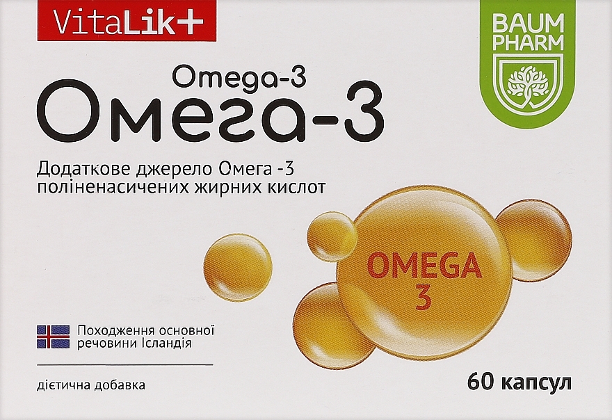 Диетическая добавка "Омега-3", капсулы - Baum Pharm — фото N1