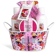 Парфумерія, косметика Набір, 5 продуктів - IDC Institute Beauty Flowers Tin Basket Set