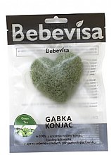 Парфумерія, косметика Спонж для вмивання, серце "Зелений чай" - Bebevisa Konjac Sponge