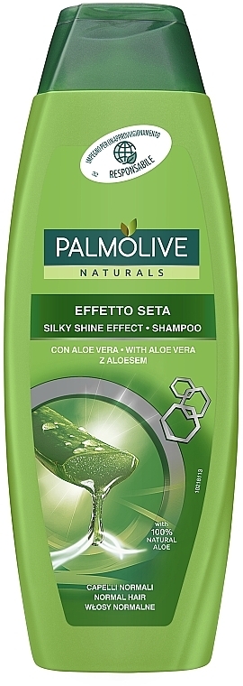 Шампунь "Эффект шелковистого блеска" с алоэ вера для всех типов волос - Palmolive Naturals — фото N1