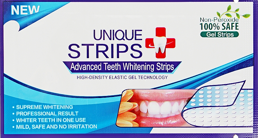 Смужки для домашнього відбілювання зубів - Unique Strips White Blue Light — фото N2