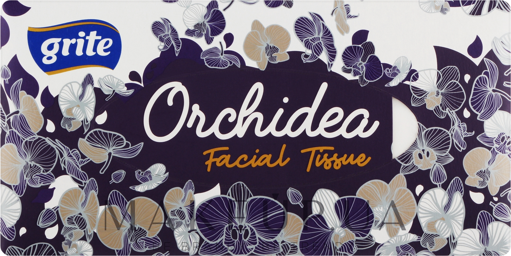 Косметичні серветки тришарові "Orchidea", 100 шт. - Grite — фото 100шт