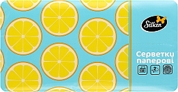 Салфетки бумажные в пленке "Лимоны", 2 слоя, 150 шт., голубые - Silken — фото N1