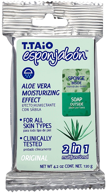 Мило-губка з алое-вера - T.Taio Esponjabon Aloe Vera Moisturizing Effect 2 In 1 Soap Sponge — фото N1