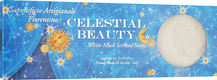 Набор натурального мыла в форме месяца "Белый мускус" - Saponificio Artigianale Fiorentino Celestial Beauty White Musk Scented Soap (soap/3pcsx125g) — фото N1